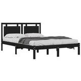 ZNTS Bed Frame without Mattress Black 120x200 cm Solid Wood 3105534
