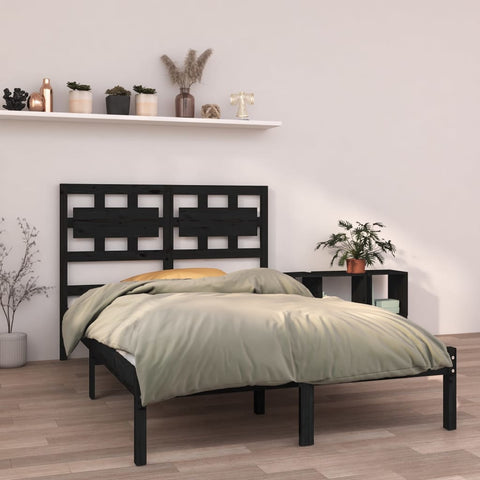 ZNTS Bed Frame without Mattress Black 120x200 cm Solid Wood 3105664