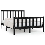 ZNTS Bed Frame without Mattress Black 120x200 cm Solid Wood 3106832