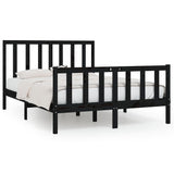ZNTS Bed Frame without Mattress Black 120x200 cm Solid Wood 3106832