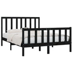 ZNTS Bed Frame without Mattress Black 120x200 cm Solid Wood 3106832
