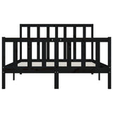 ZNTS Bed Frame without Mattress Black 120x200 cm Solid Wood 3106832