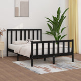 ZNTS Bed Frame without Mattress Black 120x200 cm Solid Wood 3106832