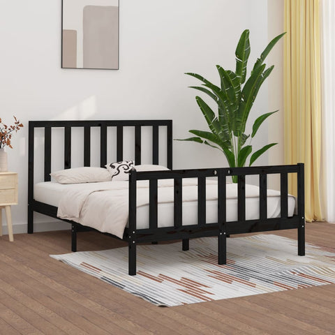 ZNTS Bed Frame without Mattress Black 120x200 cm Solid Wood 3106832