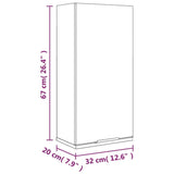 ZNTS Wall-mounted Bathroom Cabinet Concrete Grey 32x20x67 cm 811299