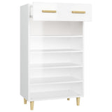 ZNTS Shoe Cabinet High Gloss White 60x35x105 cm Engineered Wood 812786