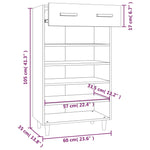 ZNTS Shoe Cabinet High Gloss White 60x35x105 cm Engineered Wood 812786