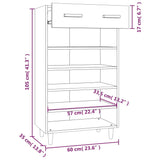ZNTS Shoe Cabinet High Gloss White 60x35x105 cm Engineered Wood 812786