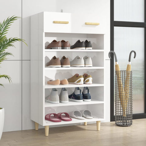 ZNTS Shoe Cabinet High Gloss White 60x35x105 cm Engineered Wood 812786