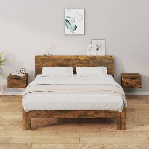 ZNTS Wall-mounted Bedside Cabinets 2 pcs Smoked Oak 34x30x20 cm 817088