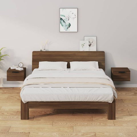 ZNTS Wall-mounted Bedside Cabinets 2 pcs Brown Oak 34x30x20 cm 817092