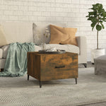 ZNTS Coffee Table with Metal Legs Smoked Oak 50x50x40 cm 817537