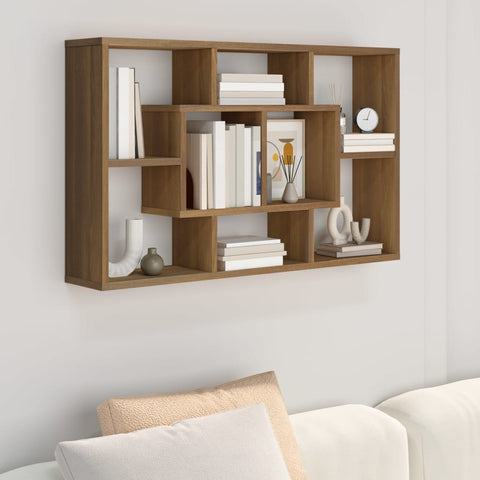 ZNTS Wall Shelf Brown Oak 85x16x52.5 cm Engineered Wood 820462