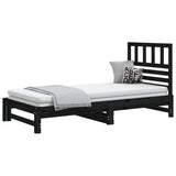 ZNTS Pull-out Day Bed Black 2x cm Solid Wood Pine 3108946