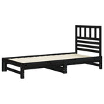 ZNTS Pull-out Day Bed Black 2x cm Solid Wood Pine 3108946