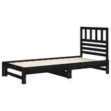 ZNTS Pull-out Day Bed Black 2x cm Solid Wood Pine 3108946