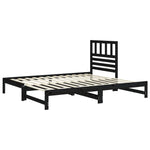 ZNTS Pull-out Day Bed Black 2x cm Solid Wood Pine 3108946