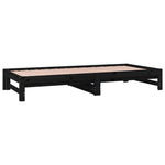 ZNTS Pull-out Day Bed Black 2x cm Solid Wood Pine 3108946