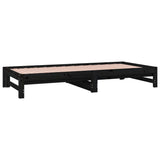 ZNTS Pull-out Day Bed Black 2x cm Solid Wood Pine 3108946