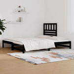 ZNTS Pull-out Day Bed Black 2x cm Solid Wood Pine 3108946