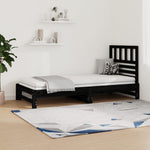 ZNTS Pull-out Day Bed Black 2x cm Solid Wood Pine 3108946
