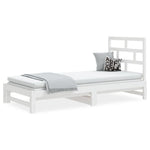 ZNTS Pull-out Day Bed White 2x cm Solid Wood Pine 3108948