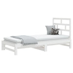 ZNTS Pull-out Day Bed White 2x cm Solid Wood Pine 3108948