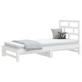 ZNTS Pull-out Day Bed White 2x cm Solid Wood Pine 3108948