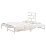 ZNTS Pull-out Day Bed White 2x cm Solid Wood Pine 3108948