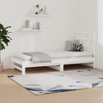 ZNTS Pull-out Day Bed White 2x cm Solid Wood Pine 3108948