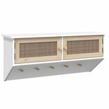 ZNTS Wall-mounted Coat Rack White Engineered Wood and Natural Rattan 345651