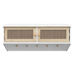 ZNTS Wall-mounted Coat Rack White Engineered Wood and Natural Rattan 345651