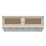ZNTS Wall-mounted Coat Rack White Engineered Wood and Natural Rattan 345651