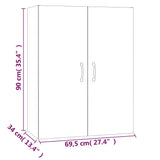 ZNTS Highboard High Gloss White 70x34x180 cm Engineered Wood 3114680