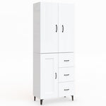 ZNTS Highboard High Gloss White 69.5x34x180 cm Engineered Wood 3114792