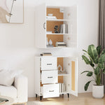 ZNTS Highboard High Gloss White 69.5x34x180 cm Engineered Wood 3114792