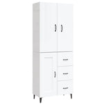 ZNTS Highboard High Gloss White 69.5x34x180 cm Engineered Wood 3114792