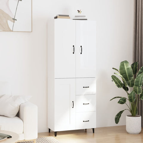 ZNTS Highboard High Gloss White 69.5x34x180 cm Engineered Wood 3114792