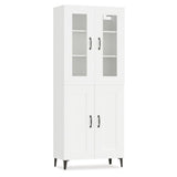 ZNTS Highboard White 69.5x34x180 cm Engineered Wood 3114852
