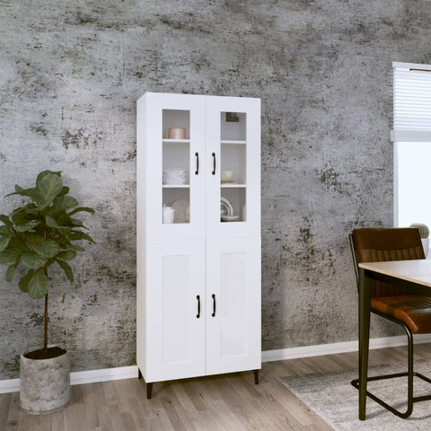 ZNTS Highboard White 69.5x34x180 cm Engineered Wood 3114852