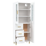ZNTS Highboard White 69.5x34x180 cm Engineered Wood 3114876