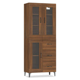 ZNTS Highboard Brown Oak 69.5x34x180 cm Engineered Wood 3114923
