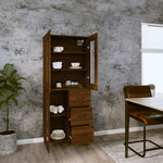 ZNTS Highboard Brown Oak 69.5x34x180 cm Engineered Wood 3114923