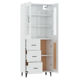 ZNTS Highboard High Gloss White 69.5x34x180 cm Engineered Wood 3114936