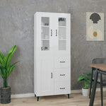 ZNTS Highboard High Gloss White 69.5x34x180 cm Engineered Wood 3114936