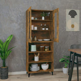 ZNTS Highboard Smoked Oak 69.5x34x180 cm Engineered Wood 3114953