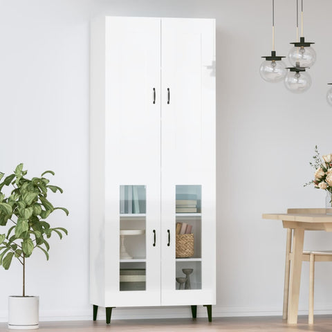 ZNTS Highboard High Gloss White 69.5x34x180 cm Engineered Wood 3114984