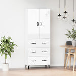 ZNTS Highboard High Gloss White Engineered Wood 3115016