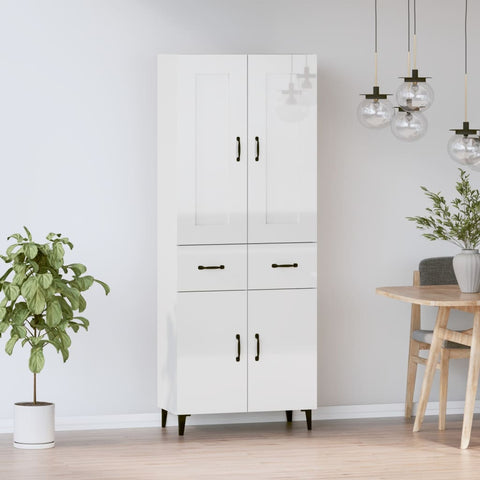 ZNTS Highboard High Gloss White Engineered Wood 3115048
