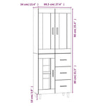 ZNTS Highboard High Gloss White Engineered Wood 3115056